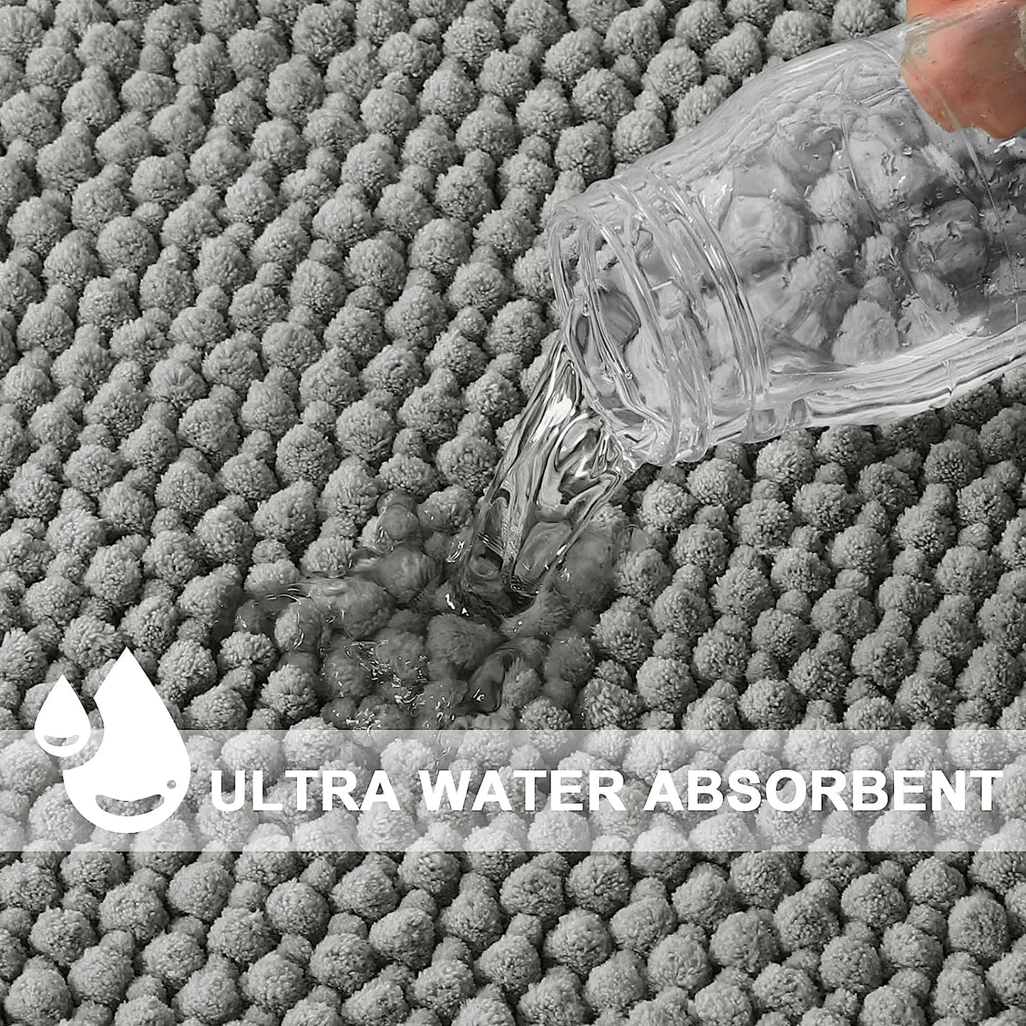 Super Plush Microfiber Anti-Skid Bathroom Carpet Absorbent Machine Washable Chenille Bath Mat Quick Drying Floor Mat