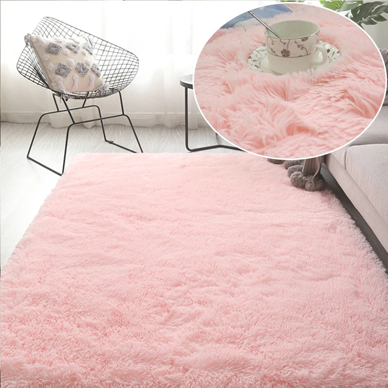 Fluffy plush living room area rug