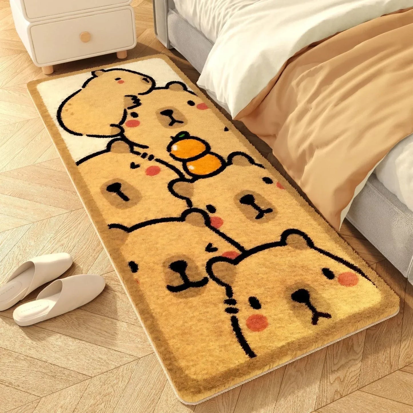 Cute Capybara Cashmere Bedside Rug