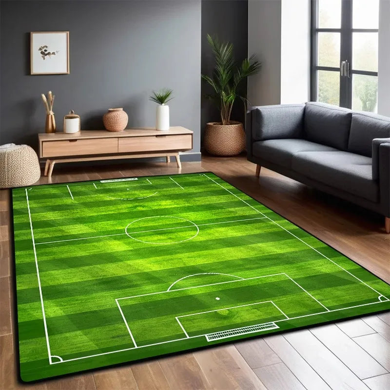 Football Field Rug Large Foldable Non-Slip Play Mat Kids Soccer Carpet Machine Washable Living Room Bedroom Home Decor
