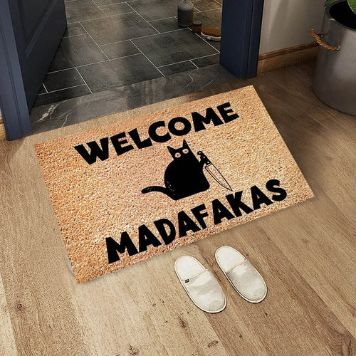Funny Black Cat Dark Humor Doormat