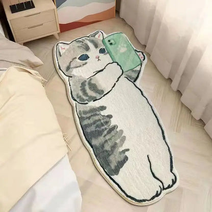 Faux Cashmere Cartoon Pet Rug Non-Slip Washable Bedroom Mat