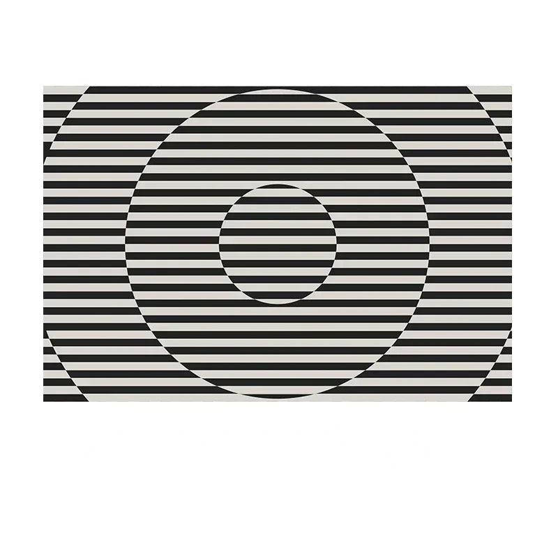 Classic Black & White Striped Plush Area Rug