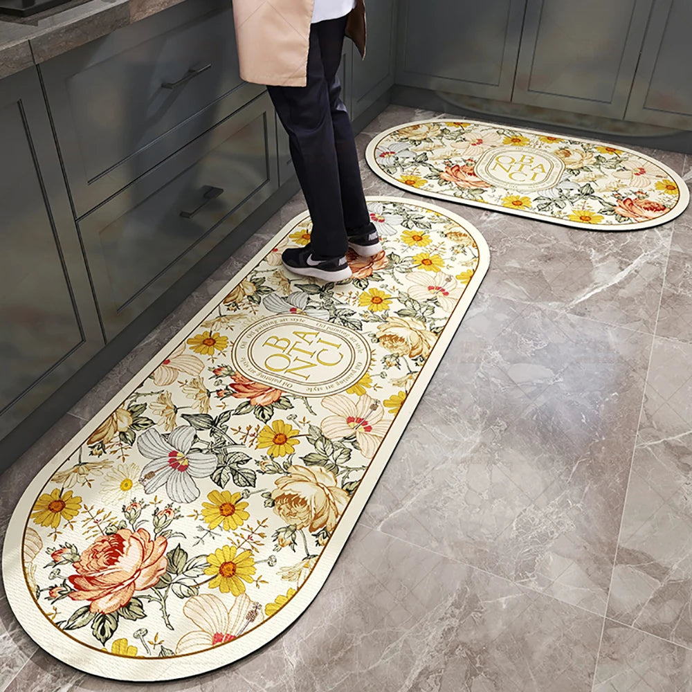 Absorbent Kitchen Rug Non-Slip Oil-Absorbing Long Floor Mat Bedroom Entrance Doormat Carpet Home Decor Tapis