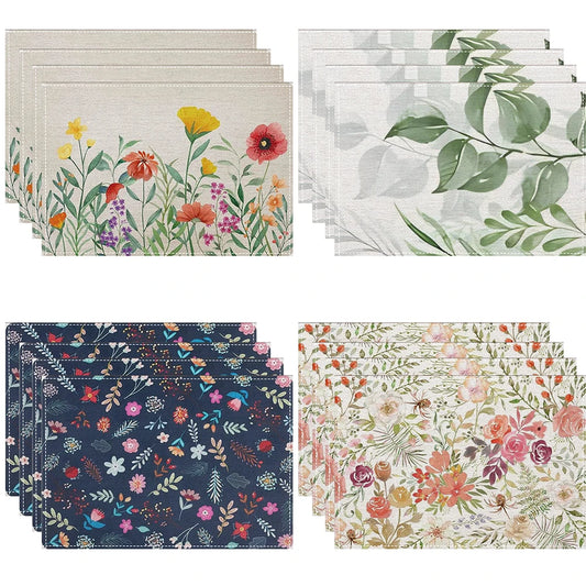 Watercolor Floral Linen Placemat Set