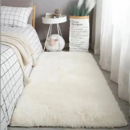 VIKAMA Silk Wool Shaggy Rug Non-Slip Washable Soft Plush Bedroom Area Rug Home Decor