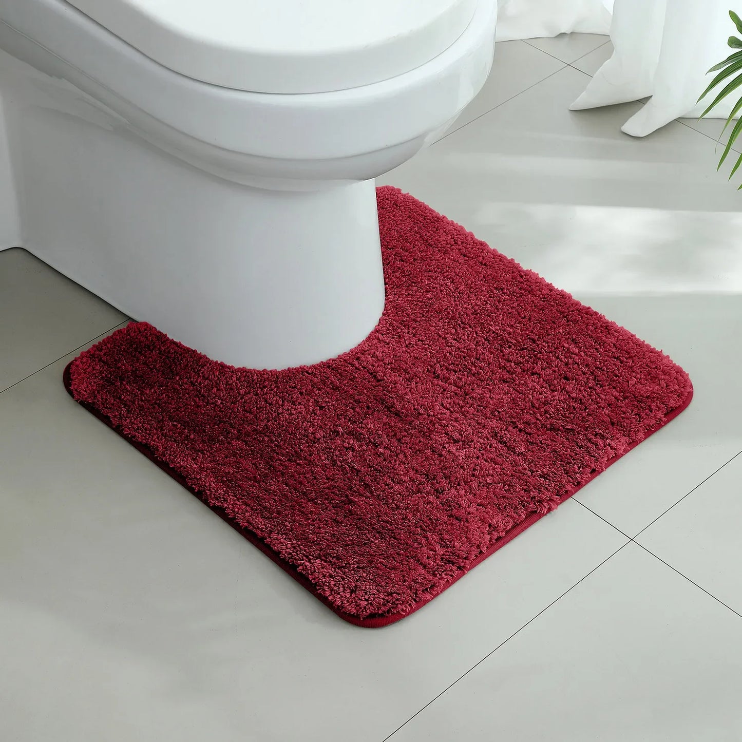 U-Shaped Thick Plush Bathroom Mat Absorbent Non-Slip Toilet Rug Bathtub Entrance Floor Carpet Home Decor