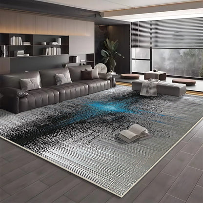 Modern Simple Blue Black Non-Slip Washable Area Rug