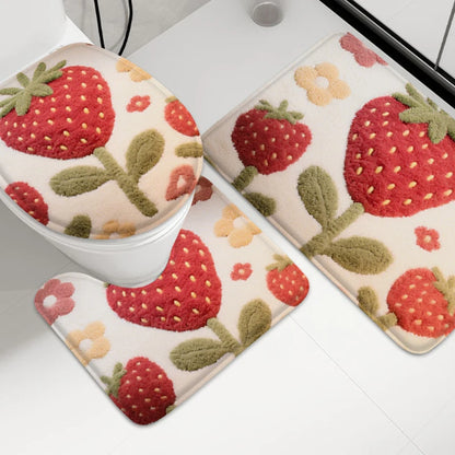 Summer Floral Bathroom Mat Absorbent Non-Slip Foot Rug Shower Room Toilet Entrance Door Carpet Home Decor