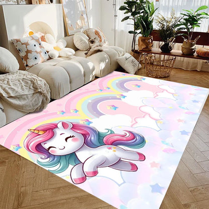 Cartoon Unicorn Kids Area Rug