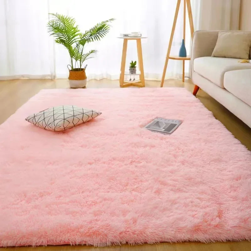VIKAMA Minimalist Solid Color Shaggy Fluffy Area Rug