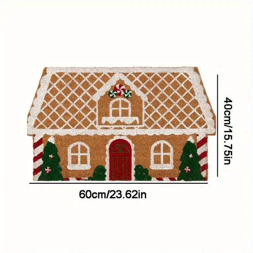 VIKAMA Christmas Gingerbread House Shaped Soft Microfiber Area Rug