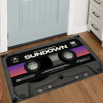 Retro cassette tape floor mat rug