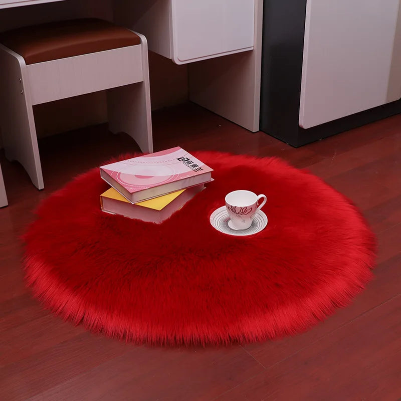 Round Faux Sheepskin Fluffy Area Rug