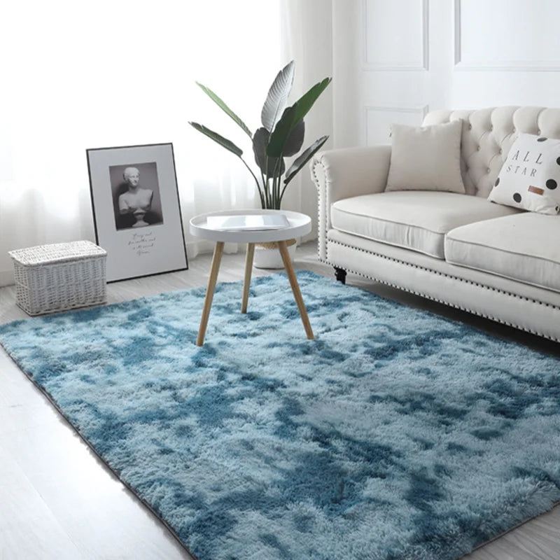 Fluffy plush living room area rug