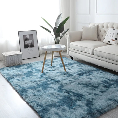 Fluffy plush living room area rug