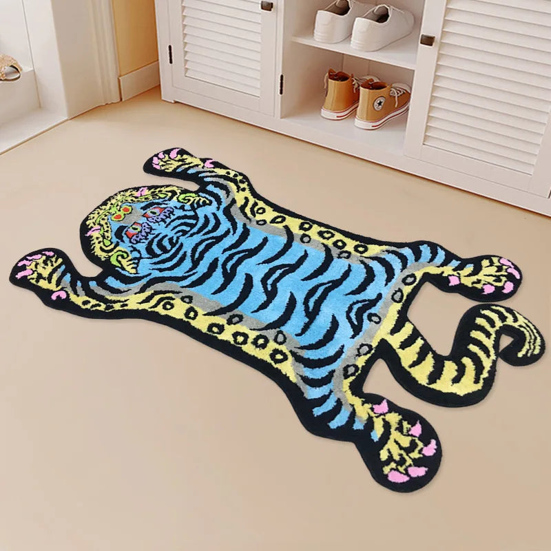 VIKAMA Tiger Plush Rug Non-Slip Kids Bedroom Jungle Playroom Carpet