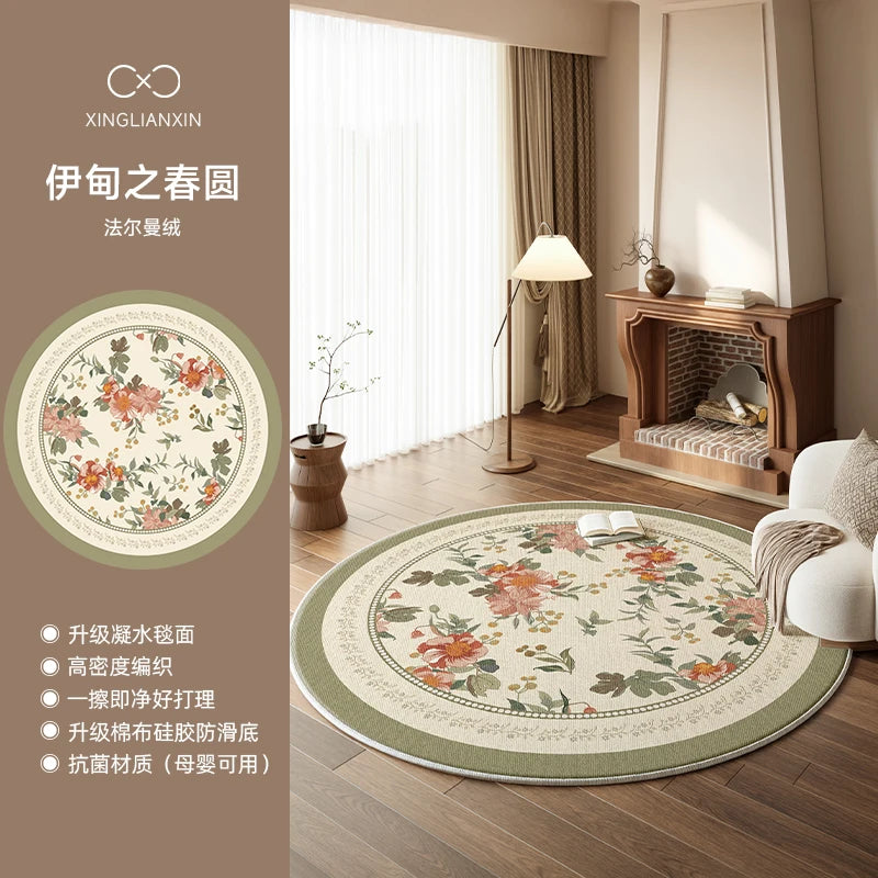 Medieval Style Round Light Luxury Washable Area Rug
