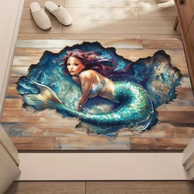 3D illusion broken wood grain anti-slip door mat for indoor/outdoor use