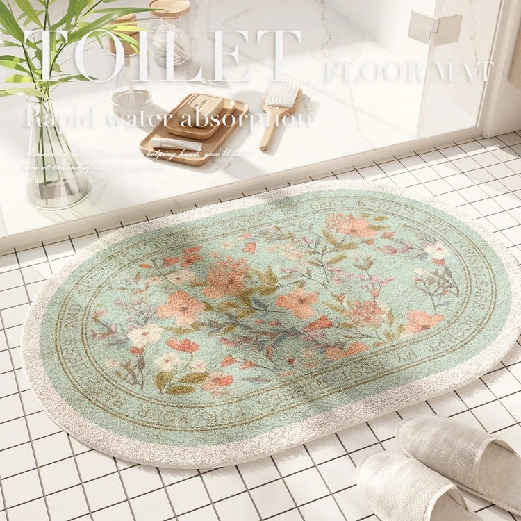 Fresh American Floral Bathroom Absorbent Non-Slip Door Floor Mat