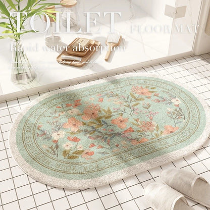 Fresh American Floral Bathroom Absorbent Non-Slip Door Floor Mat