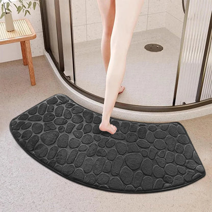3D Cobblestone Velvet Bath Mat Non-Slip Absorbent Quick-Dry Washable Bathroom Door Rug
