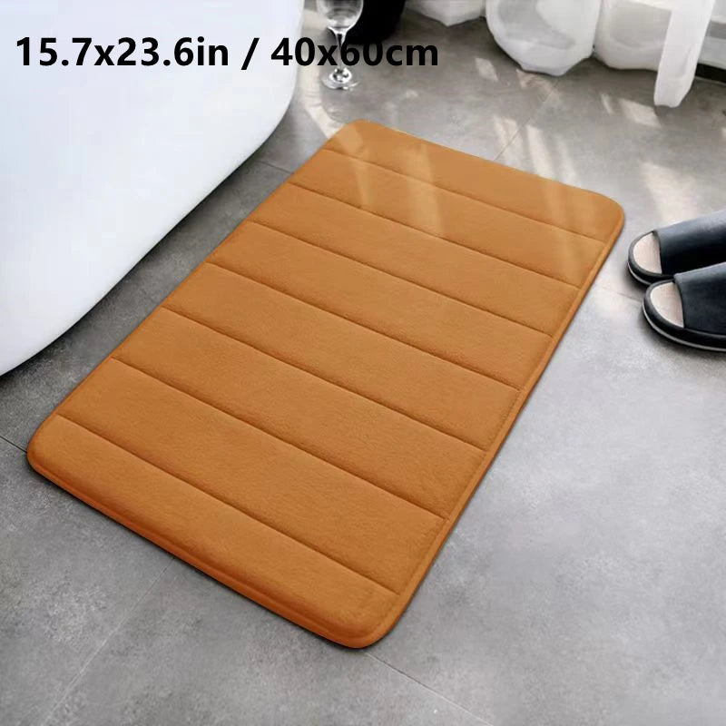 Home Simple Flannel Striped Bathroom Floor Mat Non-Slip Toilet Bathtub Side Door Mat