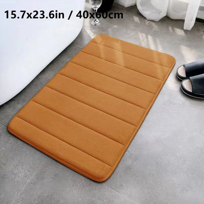 Home Simple Flannel Striped Bathroom Floor Mat Non-Slip Toilet Bathtub Side Door Mat