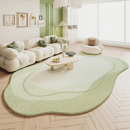 VIKAMA Green Irregular Plush Carpet Cream Style Living Room Bedroom Bedside Floor Mat Home Decor