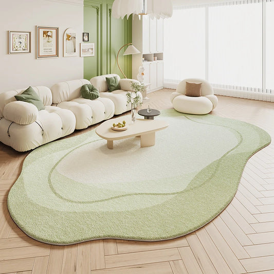 VIKAMA Green Irregular Plush Carpet Cream Style Living Room Bedroom Bedside Floor Mat Home Decor