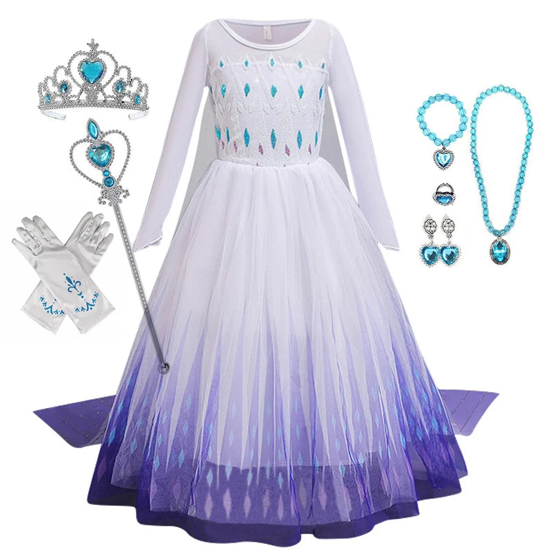 Disney Frozen 2 Elsa Princess Costume Dress For Girls