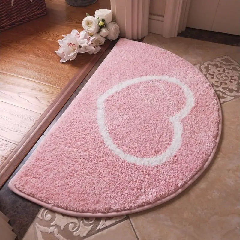 Pink semicircle cashmere-style absorbent mat