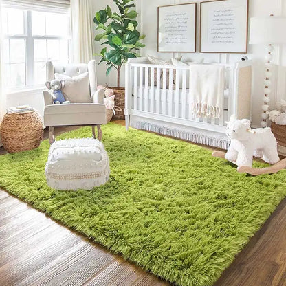 Pink Fluffy Kids Bedroom Area Rug