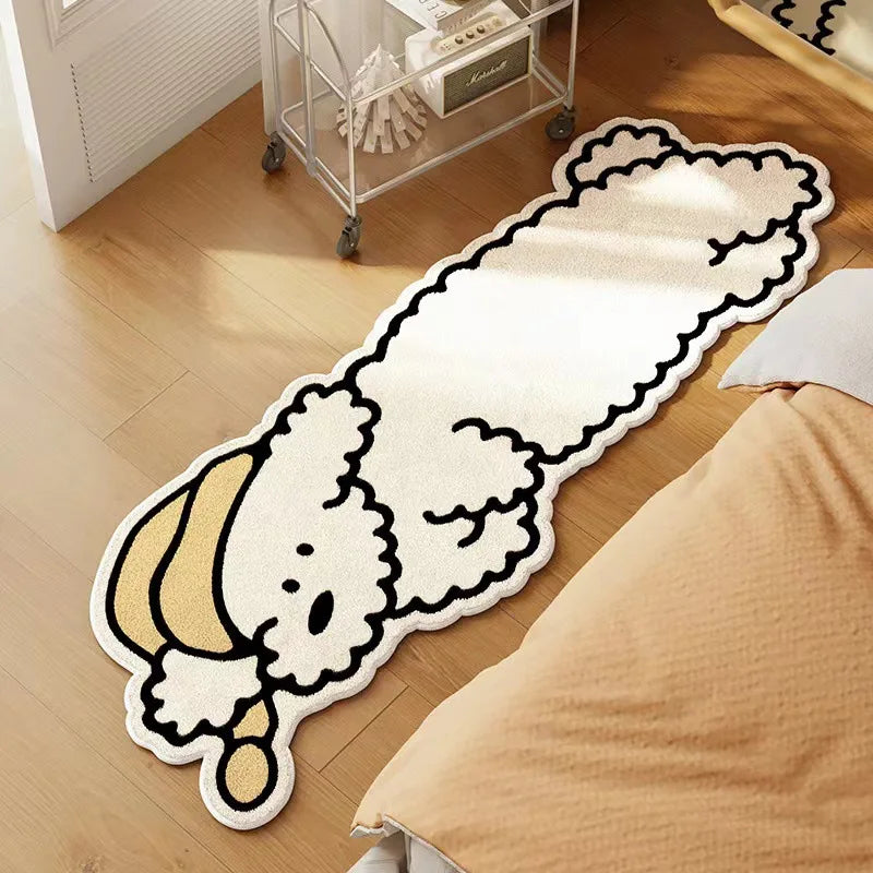 VIKAMA Cartoon Dog Faux Cashmere Carpet Soft Bedroom Bedside Living Room Sofa Coffee Table Rug Floor Mat Home Decor