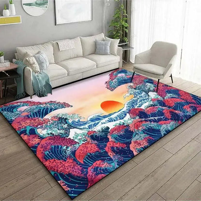 VIKAMA Ukiyo-e Wave Rug Home Decor