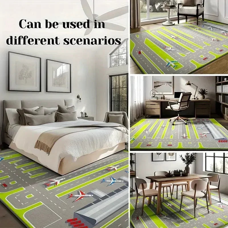 VIKAMA American Football Field Non-Slip Area Rug