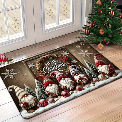 Santa Claus Christmas welcome door mat holiday decor rug