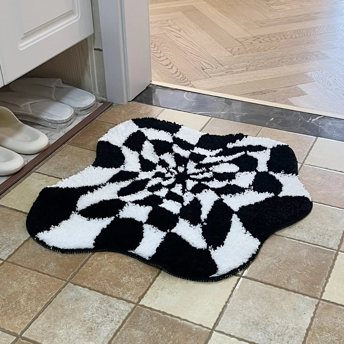 Abstract 3D Checkered Cloud Tufted Rug