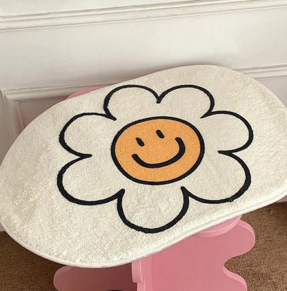 VIKAMA Floral Faux Cashmere Carpet Soft Non-Slip Entrance Bedroom Bathroom Floor Mat