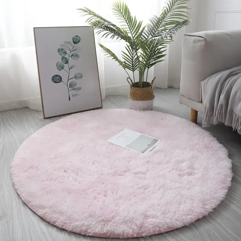 Ultra Soft Fluffy Round White Area Rug