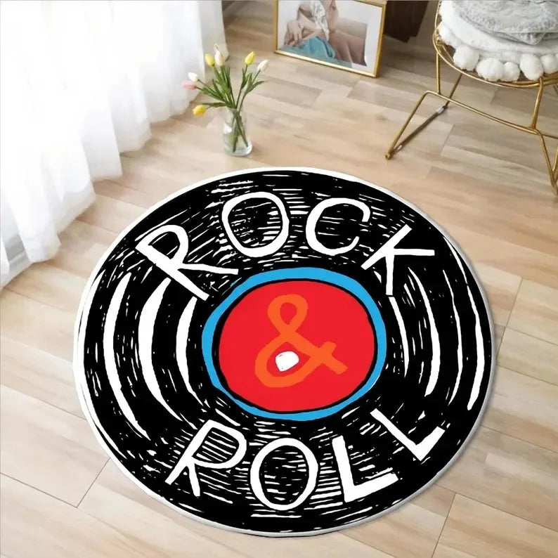 VIKAMA Retro Vinyl Record Music Lover Area Rug