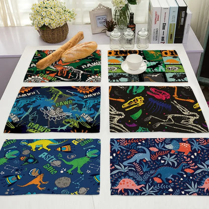 Cute Cartoon Dinosaur Kids Placemat Set