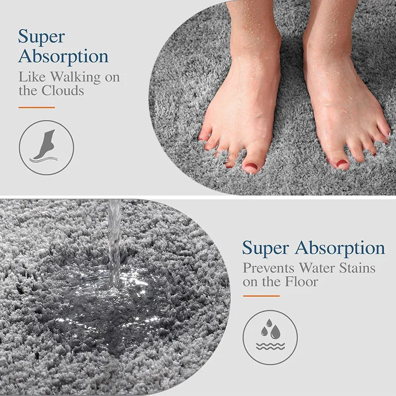 Soft Thick Plush Floor Mat Comfortable Non-Slip Water-Absorbent Carpet Bathroom Bedroom Living Room Home Decor