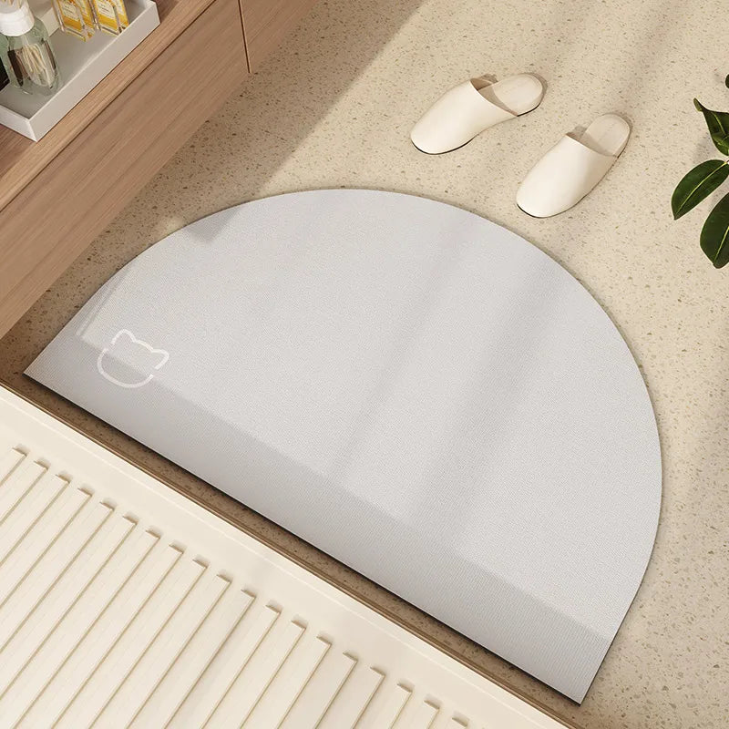 VIKAMA Semi-Circular Diatomite Bathroom Floor Mat Absorbent Non-Slip Entrance Door Mat