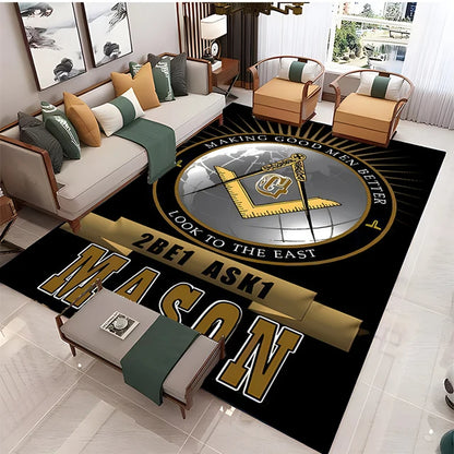 Freemasonry Symbol Non-Slip Area Rug