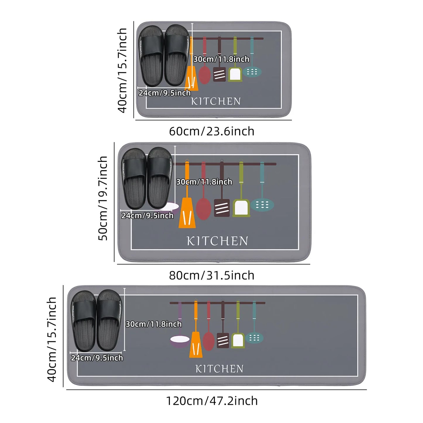 Multi-Purpose Sponge Absorbent Mat Non-Slip Kitchen Bathroom Rug Moisture-Absorbing Machine Washable Carpet