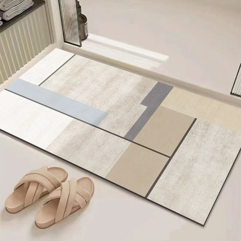 Minimalist Bathroom Floor Mat Diatomaceous Earth Absorbent Non-Slip Quick-Dry Shower Door Rug Home Decor
