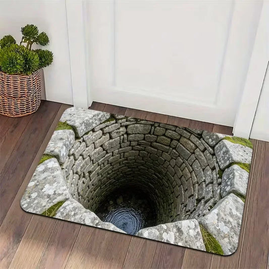 3D Stone Well Illusion Doormat