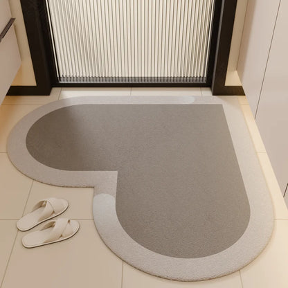 Heart-Shaped Bathroom Mat Diatom Mud Absorbent Non-Slip Toilet Door Entry Foot Rug Home Decor