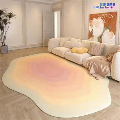 VIKAMA Pink Faux Cashmere Rug Irregular Soft Non-Slip Bedside Bedroom Floor Mat Home Decor
